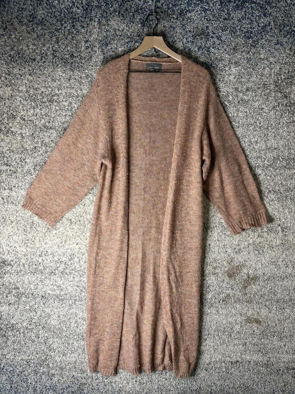 By Anthropologie Sweater Womens One Size Brown Knit Cardigan Duster Open Front
